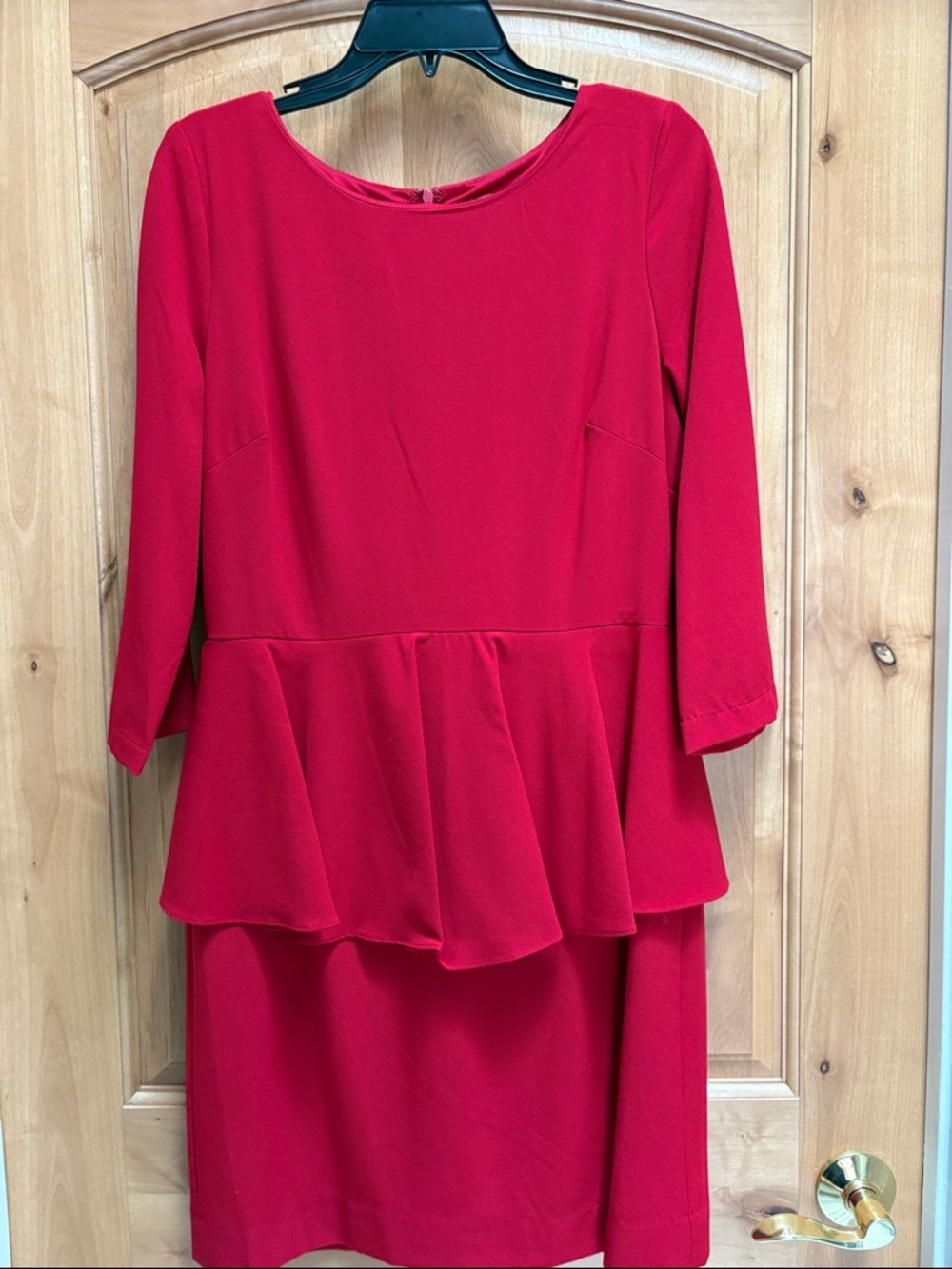Badgley Mischka Red Peplum Sheath Dress